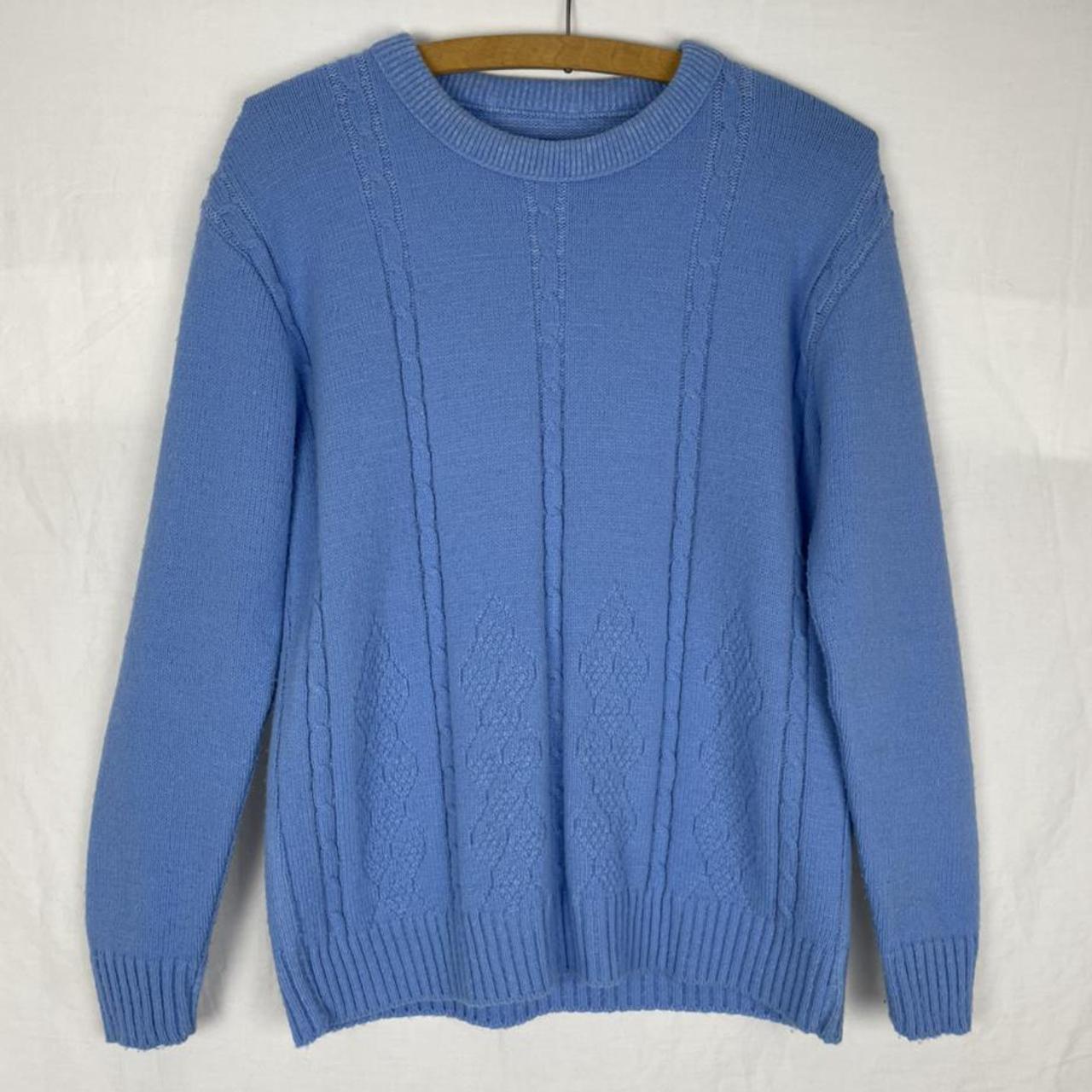 True vintage blue sweater. Vintage knitwear jumper... - Depop