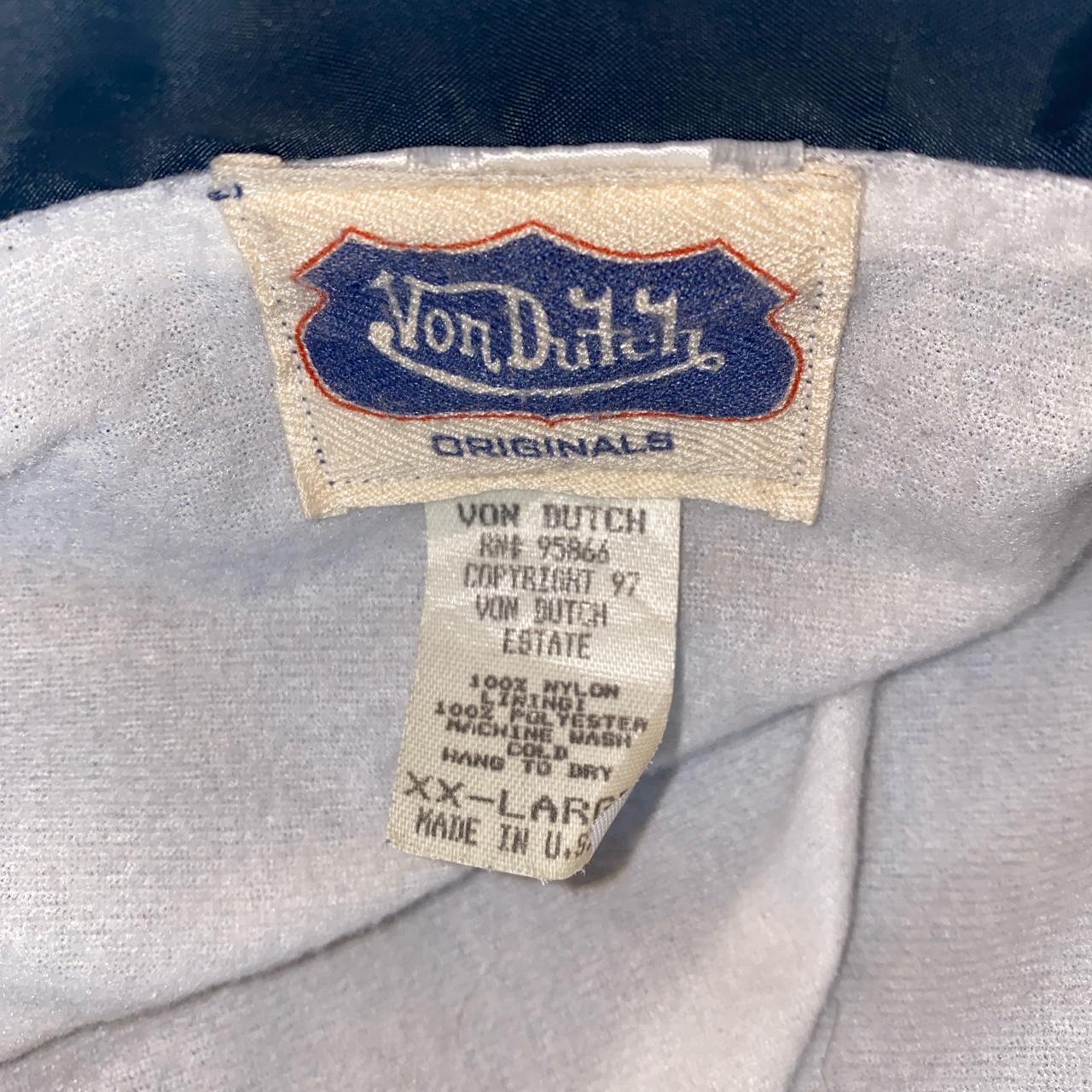 Navy blue Von Dutch windbreaker with flame accents... - Depop