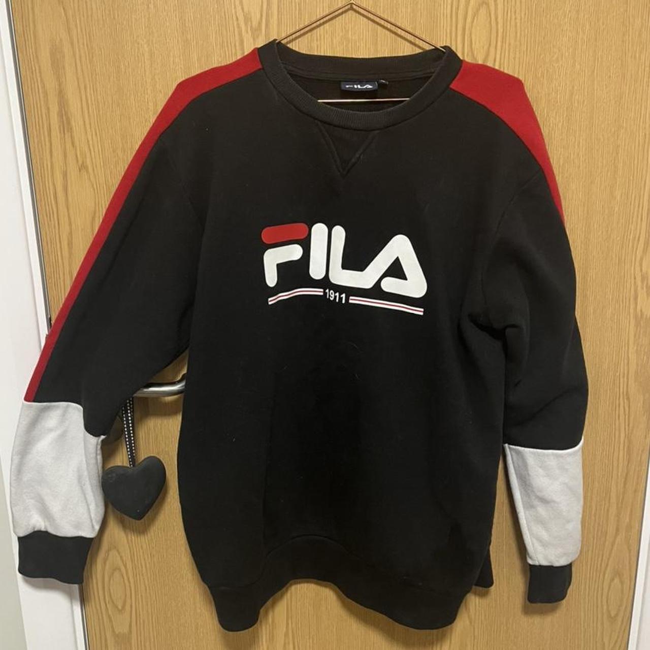 Fila Women's Black and White Sweatshirt | Depop