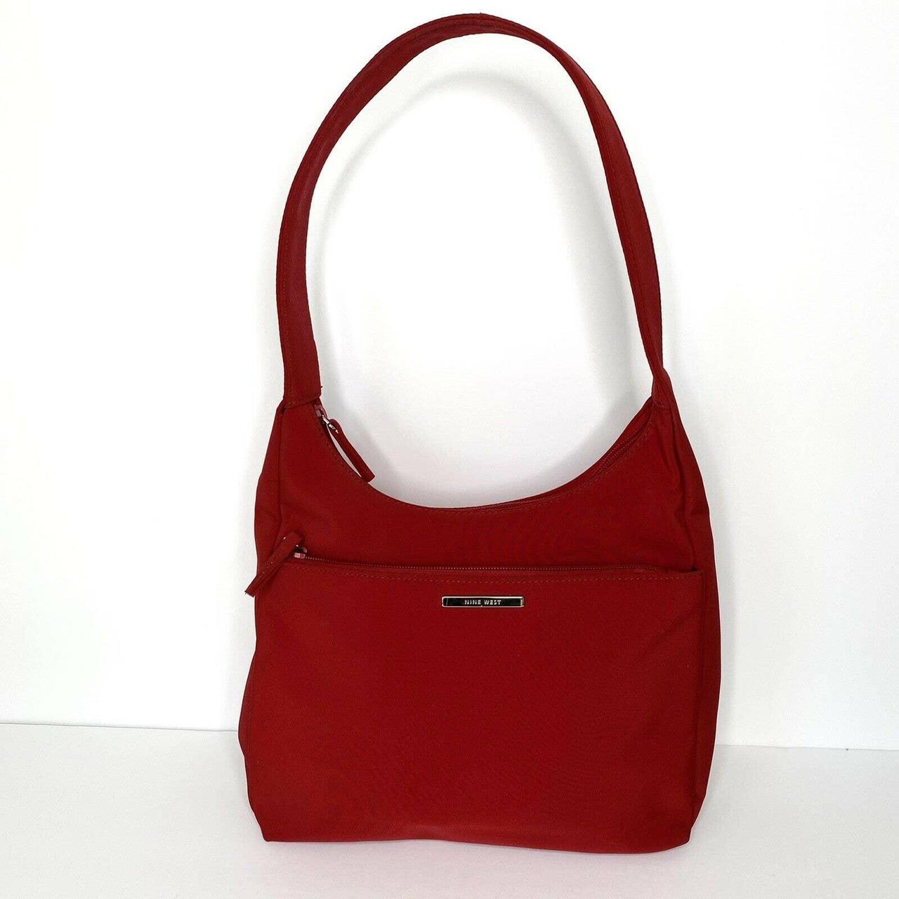 Nine West Y2K Red Nylon Shoulder Bag Purse Multi Zip... - Depop
