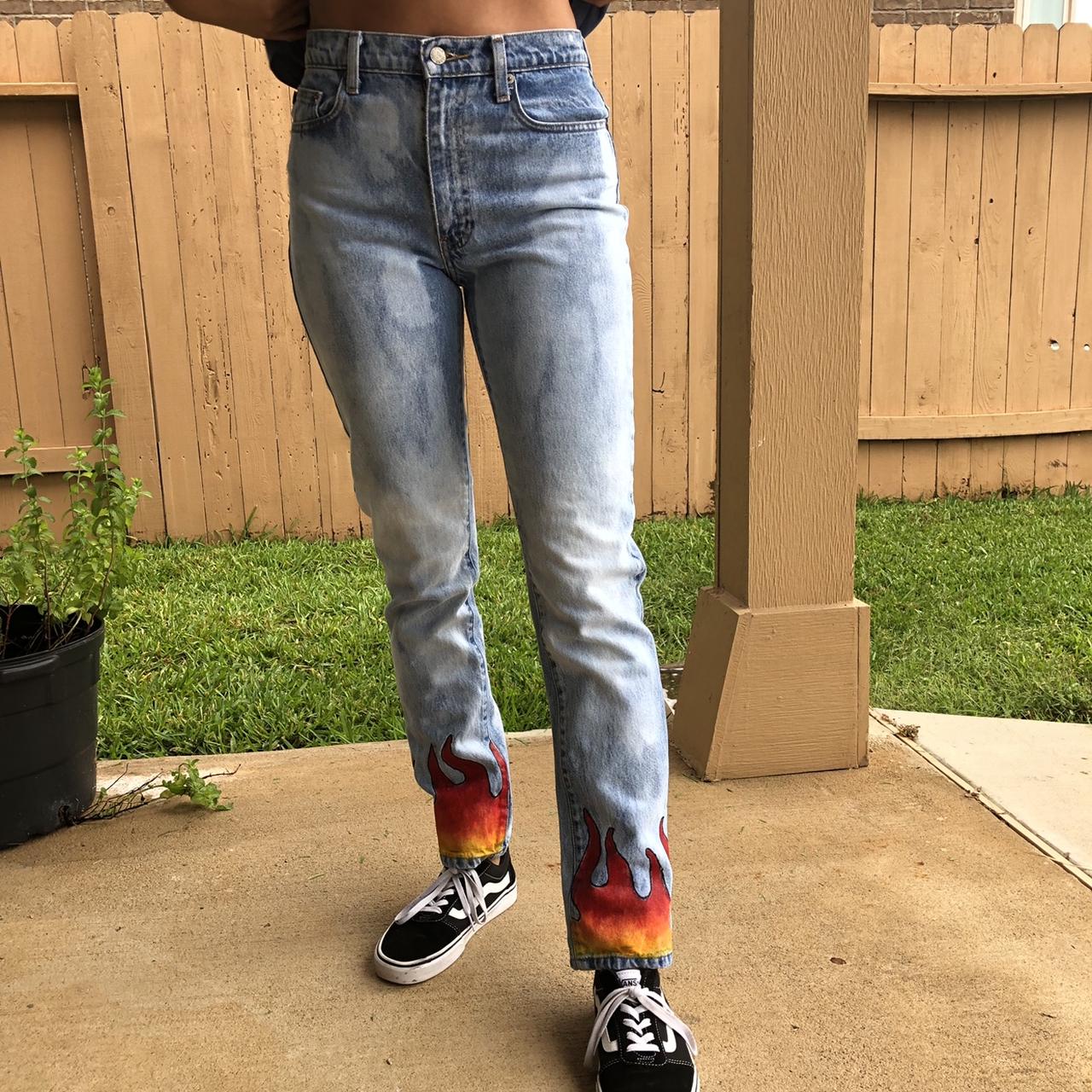 Ralph Lauren hand painted store flames jeans