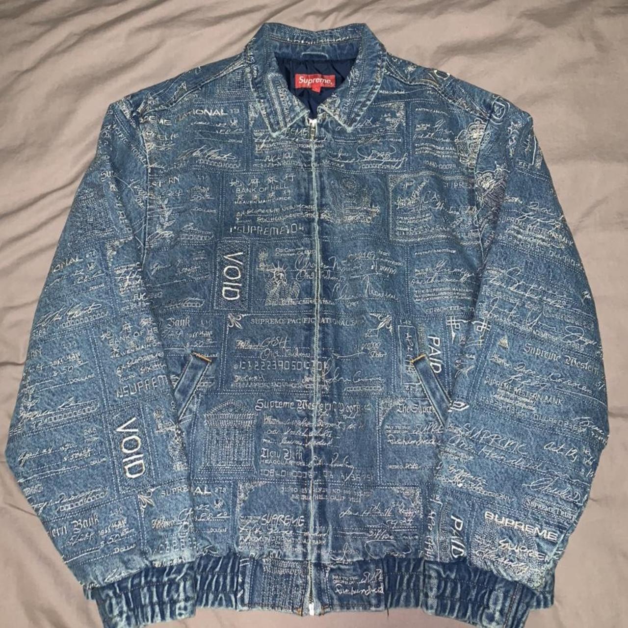 supreme checks embroidered denim jacket