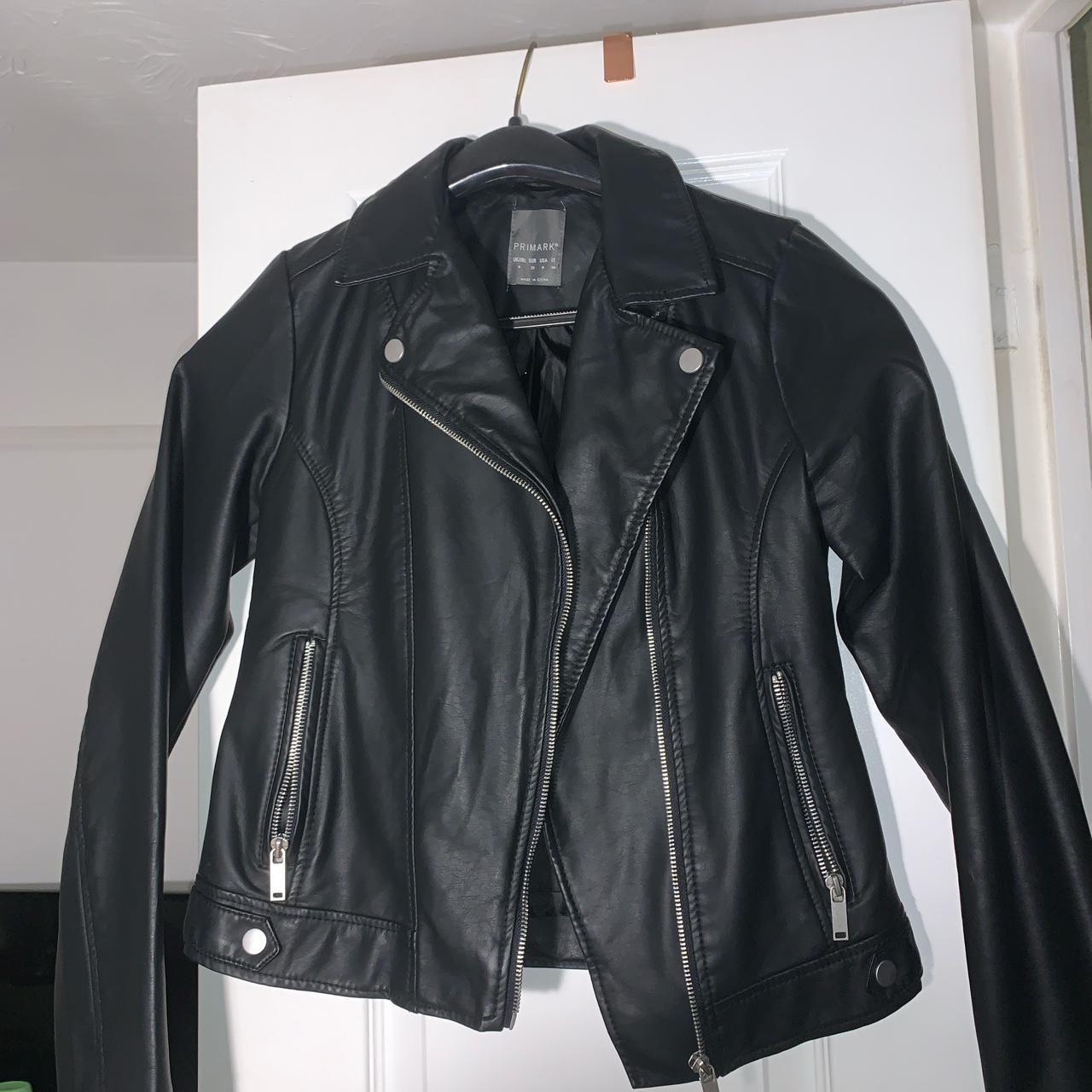 Black leather jacket Hardly worn - great condition... - Depop