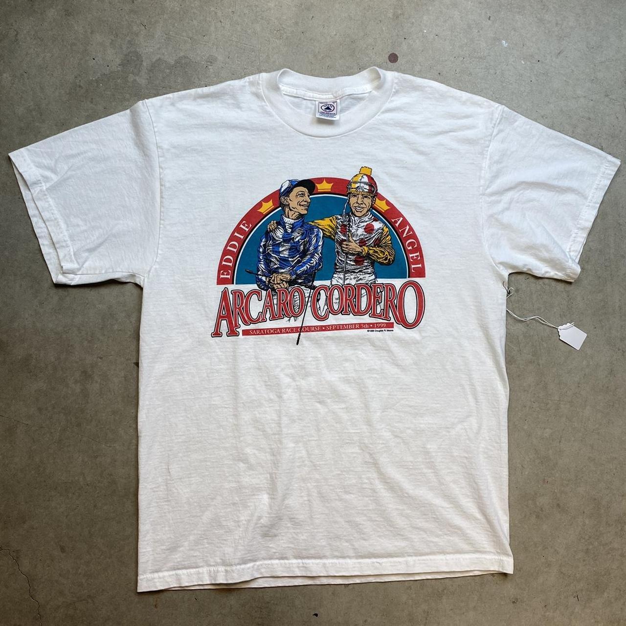 Vintage 1999 Saratoga Horse Race Jockey T Shirt L... Depop