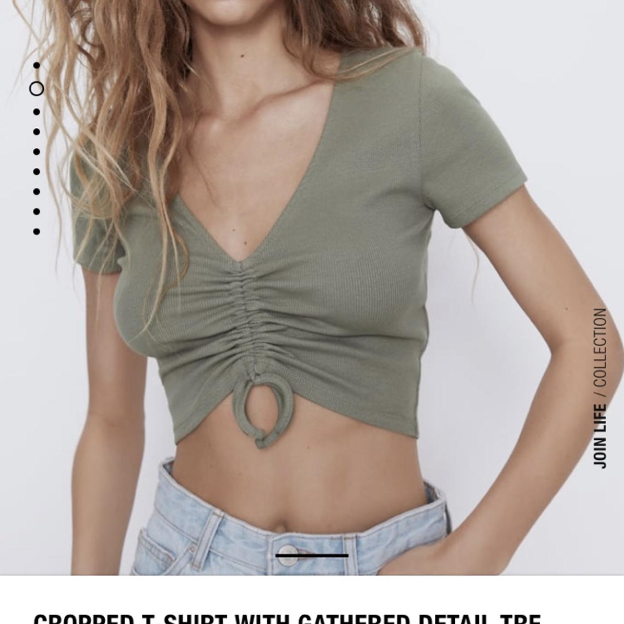 zara green ruched top