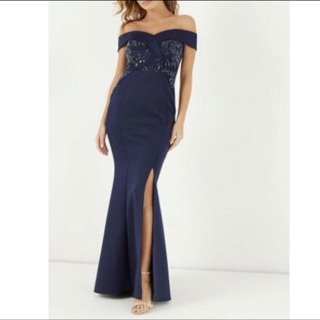 Lipsy navy 2025 bardot dress