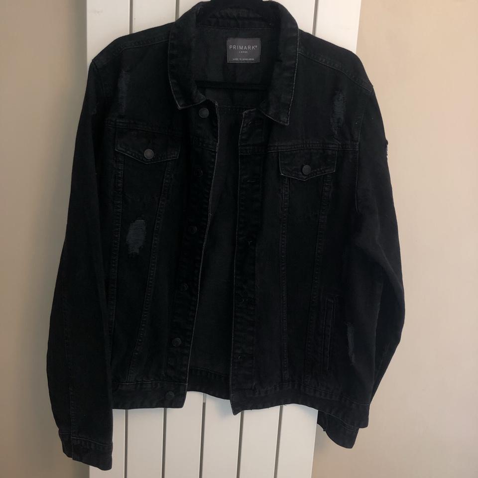 Primark fleece lined black denim jacket open to