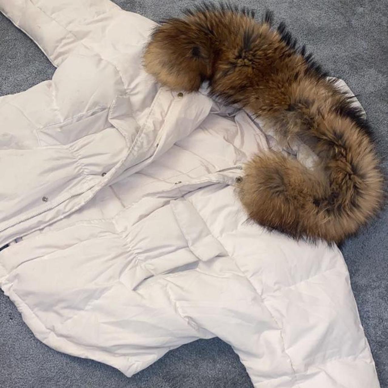 ITEM noughts and kisses beige parker coat with real... Depop