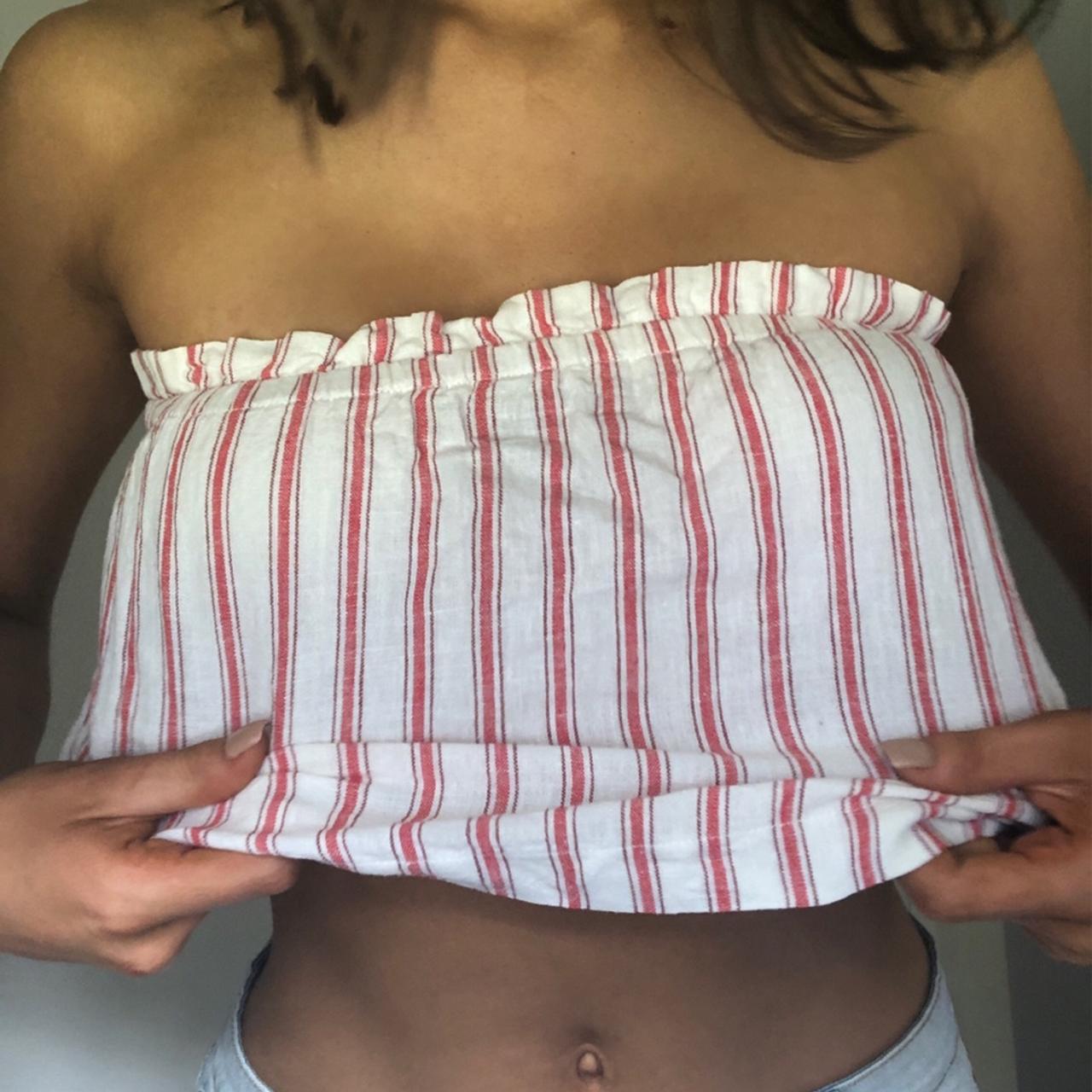 Stripped Strapless top, never actually worn out just... - Depop