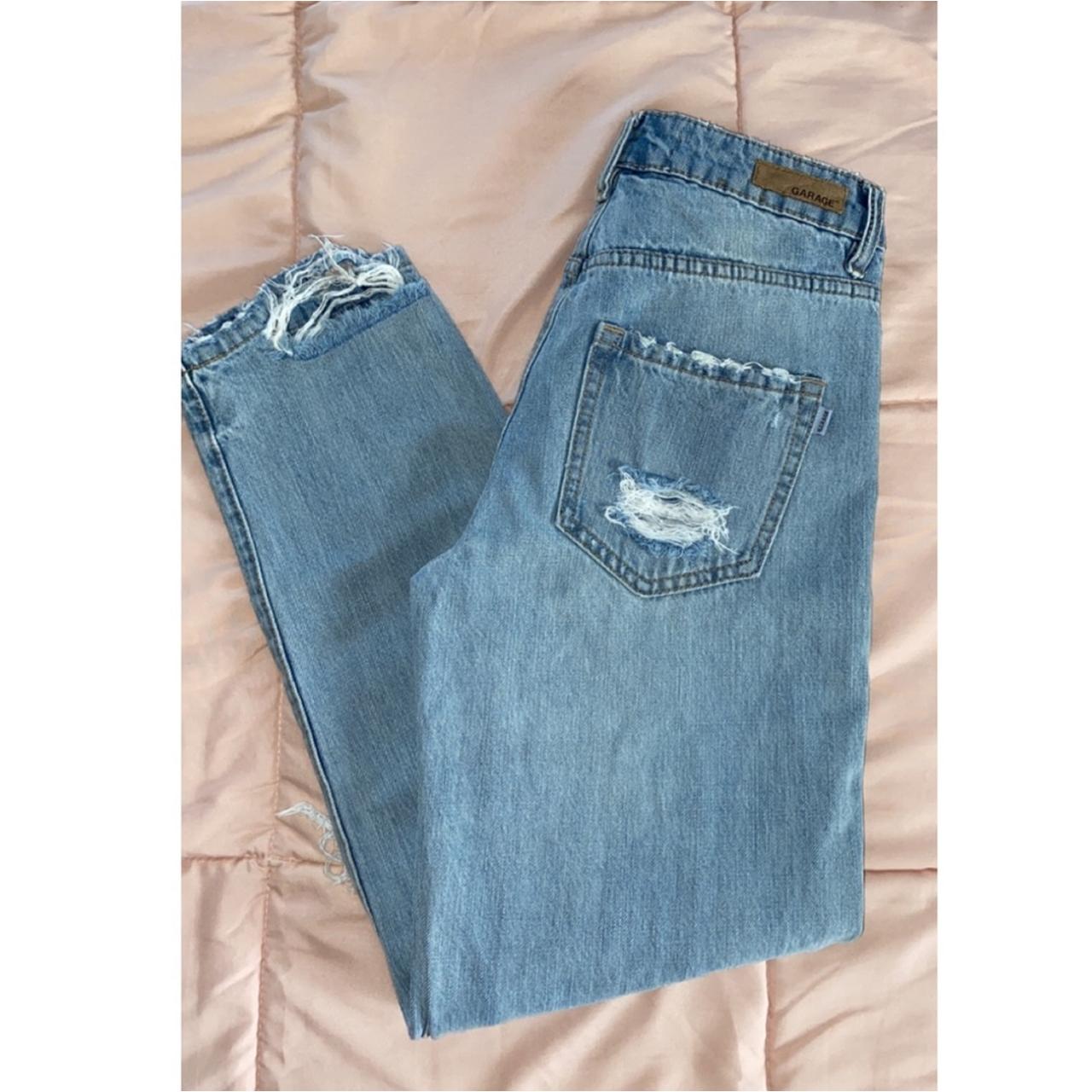 Garage Women's Blue and White Jeans Depop