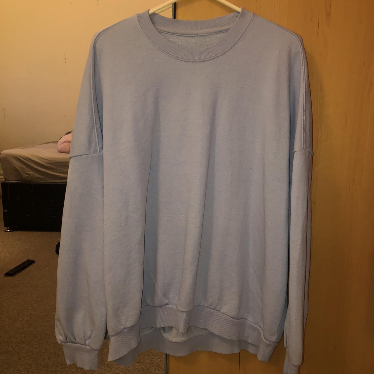 Bershka baby blue oversized sweatshirt 10/10... - Depop