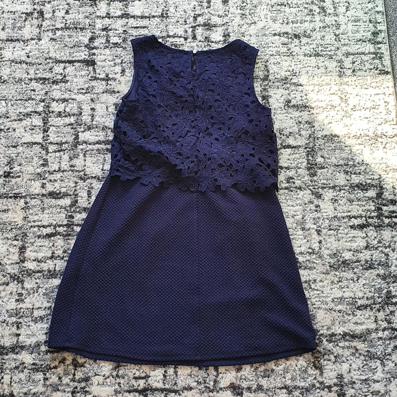 George at Asda Women's navy blue lace floral evening... - Depop