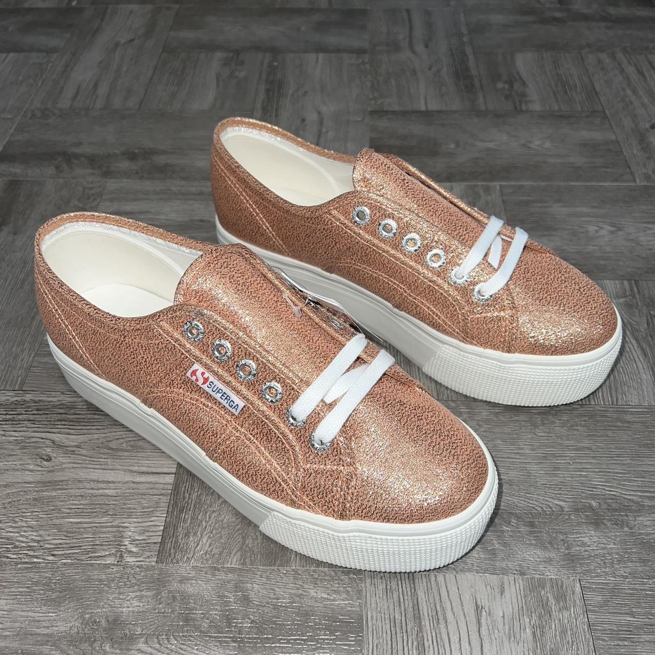 Superga Women's Pink and Gold Trainers