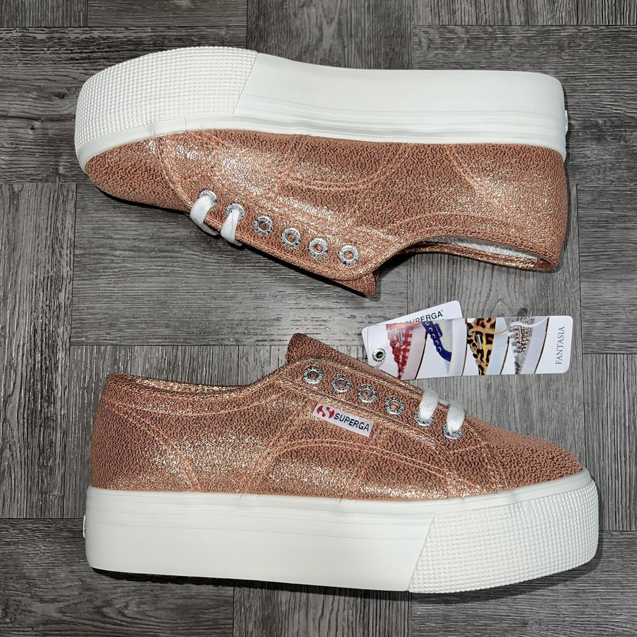 Superga Women's Pink and Gold Trainers (2)