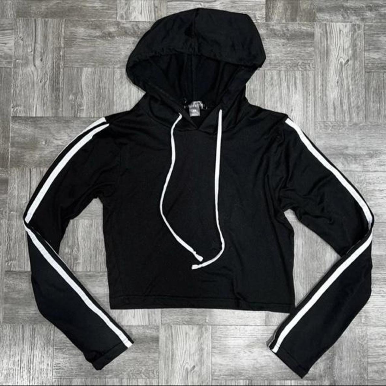 SWS Active black cropped workout hoodie with white... - Depop
