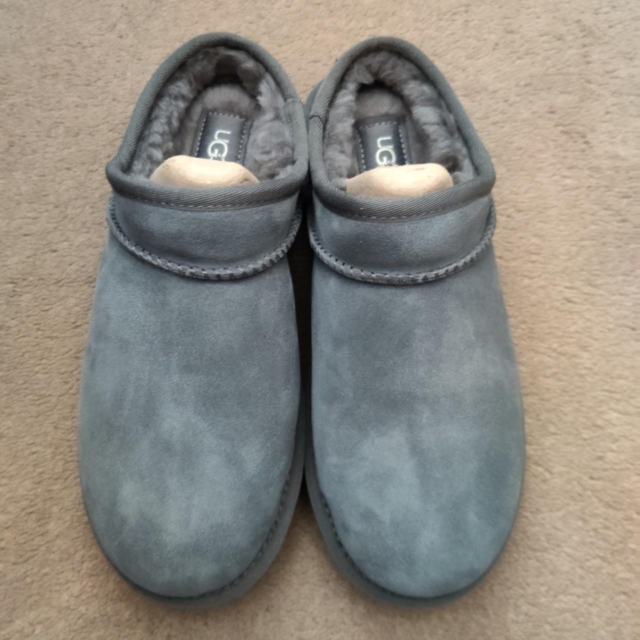 UGG suede classic slipper. Size: 8. Color: grey.... - Depop