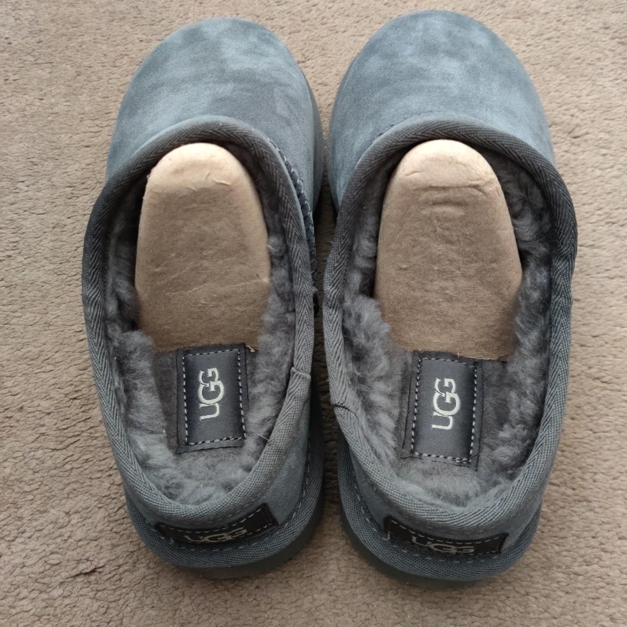 UGG suede classic slipper. Size: 8. Color: grey.... - Depop