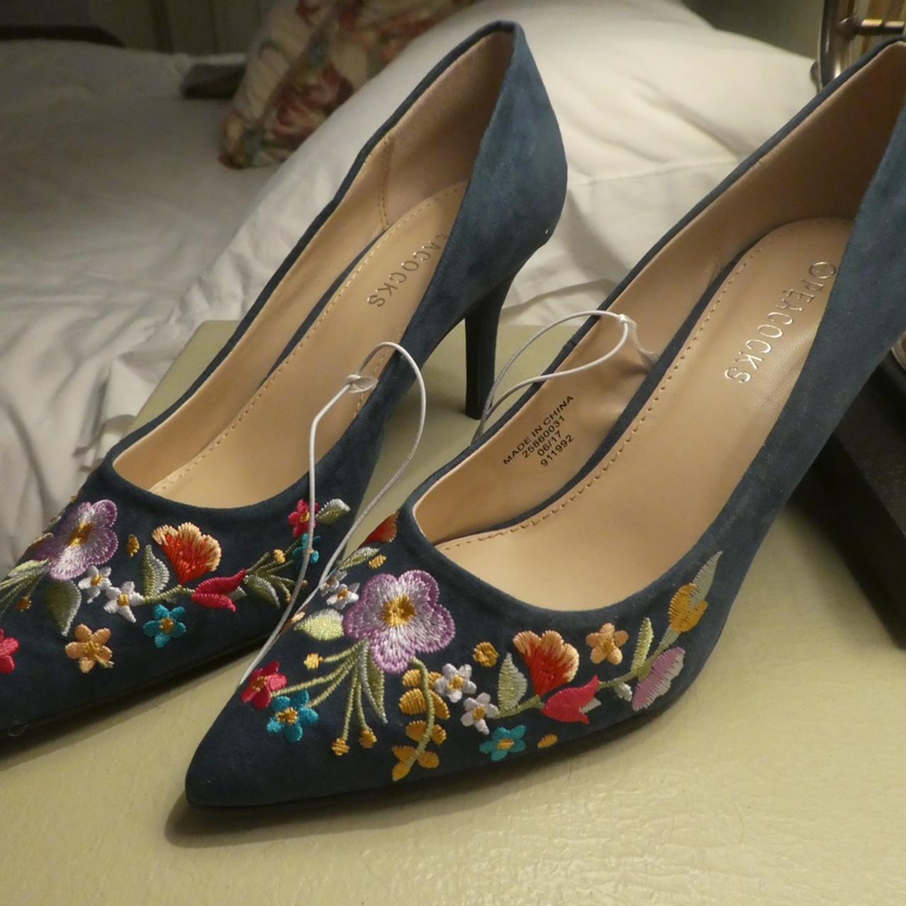 Royal blue outlet floral heels