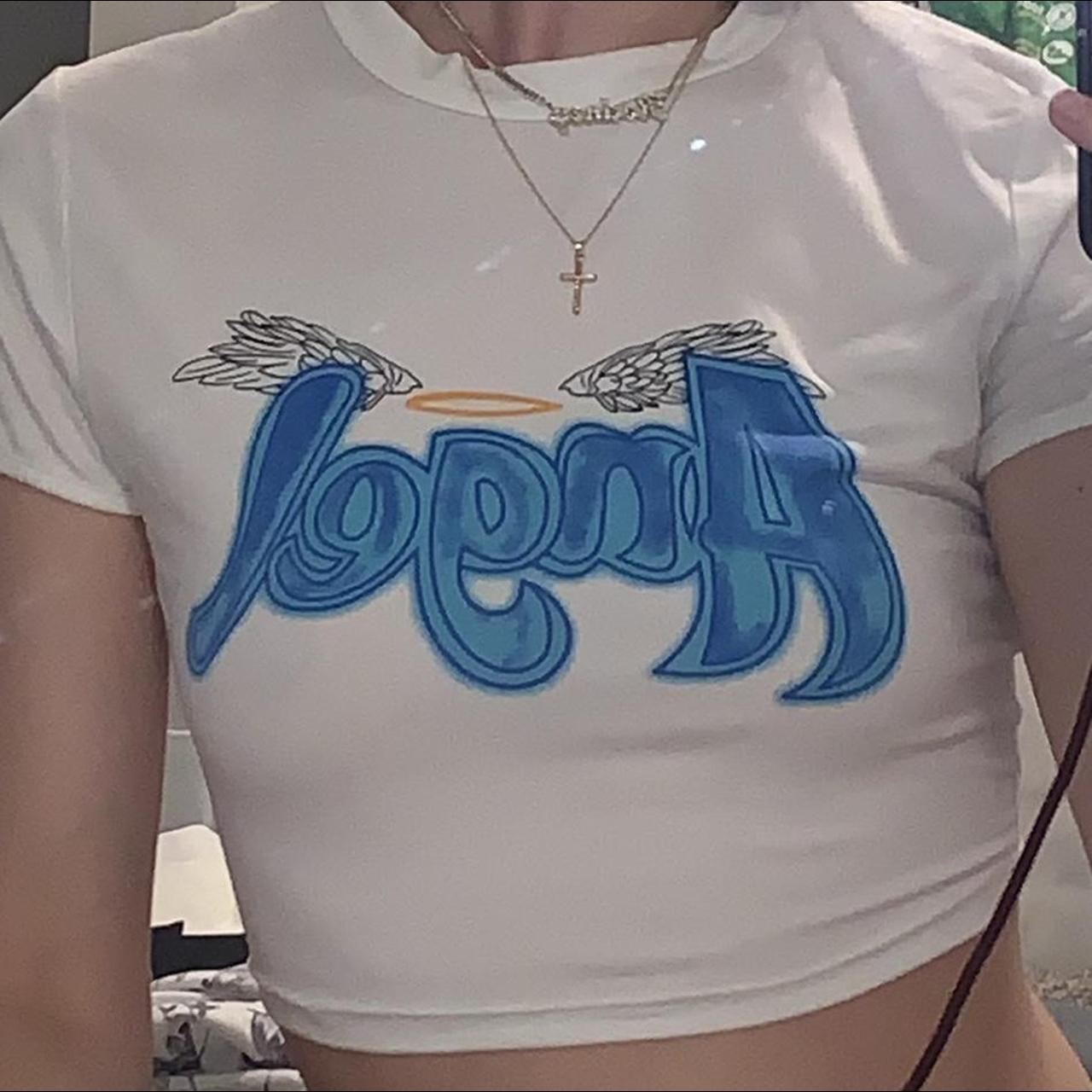 CROPPED Y2K ANGEL BABY TEE. SIZE XS. super... Depop