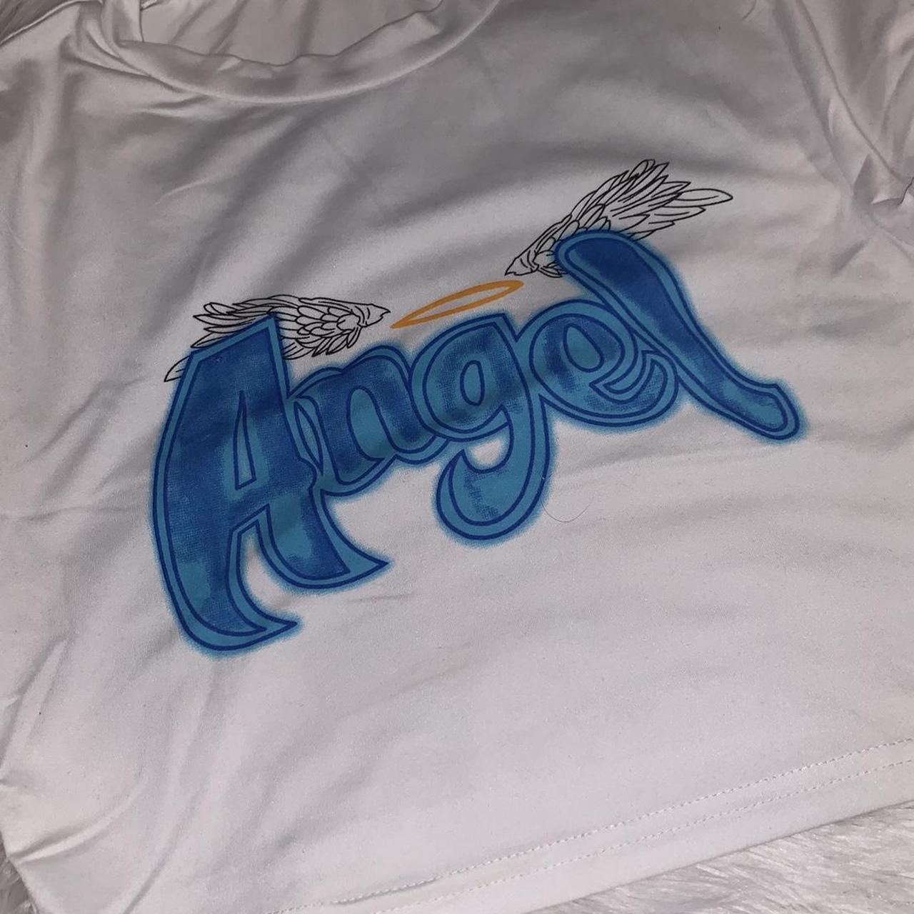 CROPPED Y2K ANGEL BABY TEE. SIZE XS. super... Depop