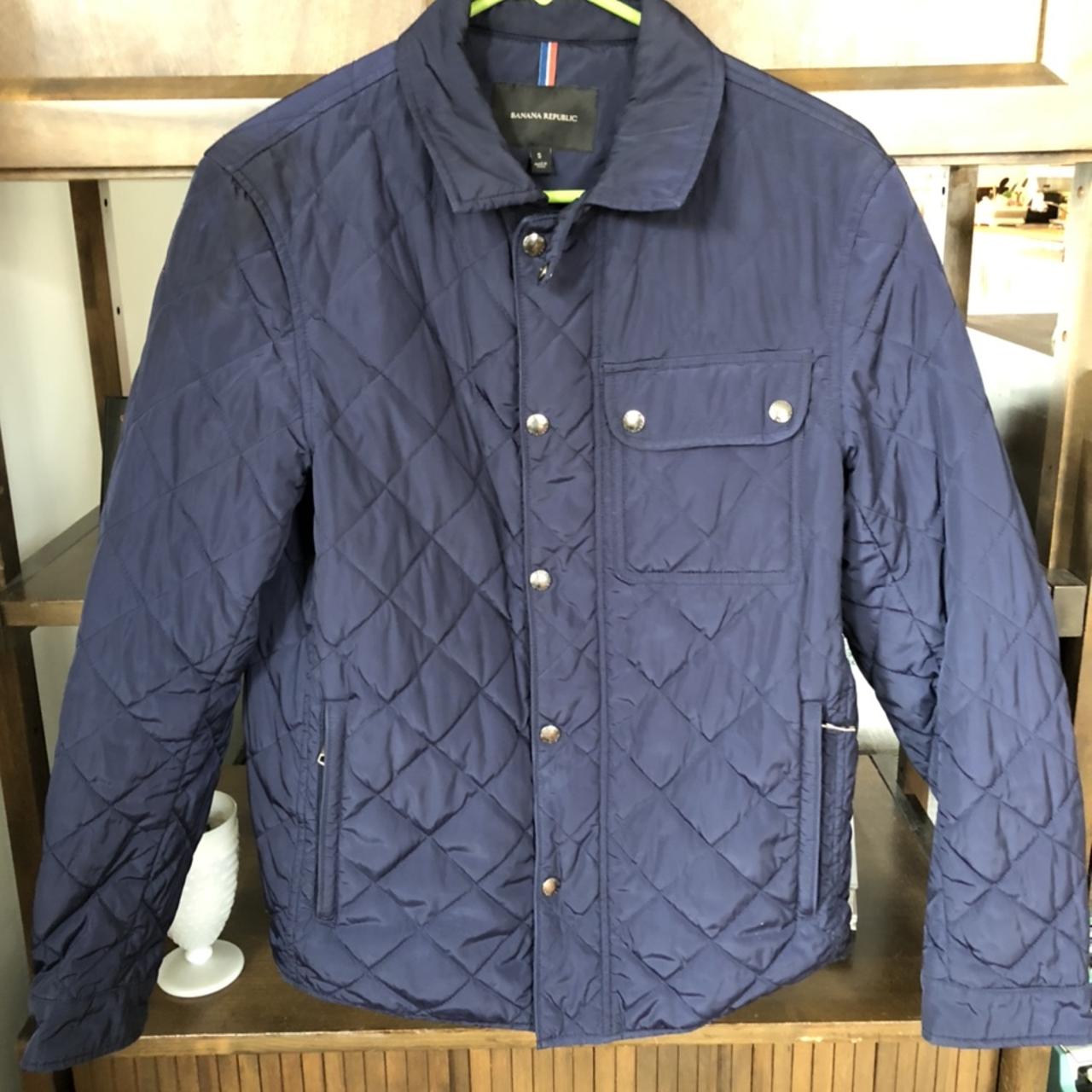 •Banana Repiblic Quilted Jacket Navy Blue •Men’s US... - Depop