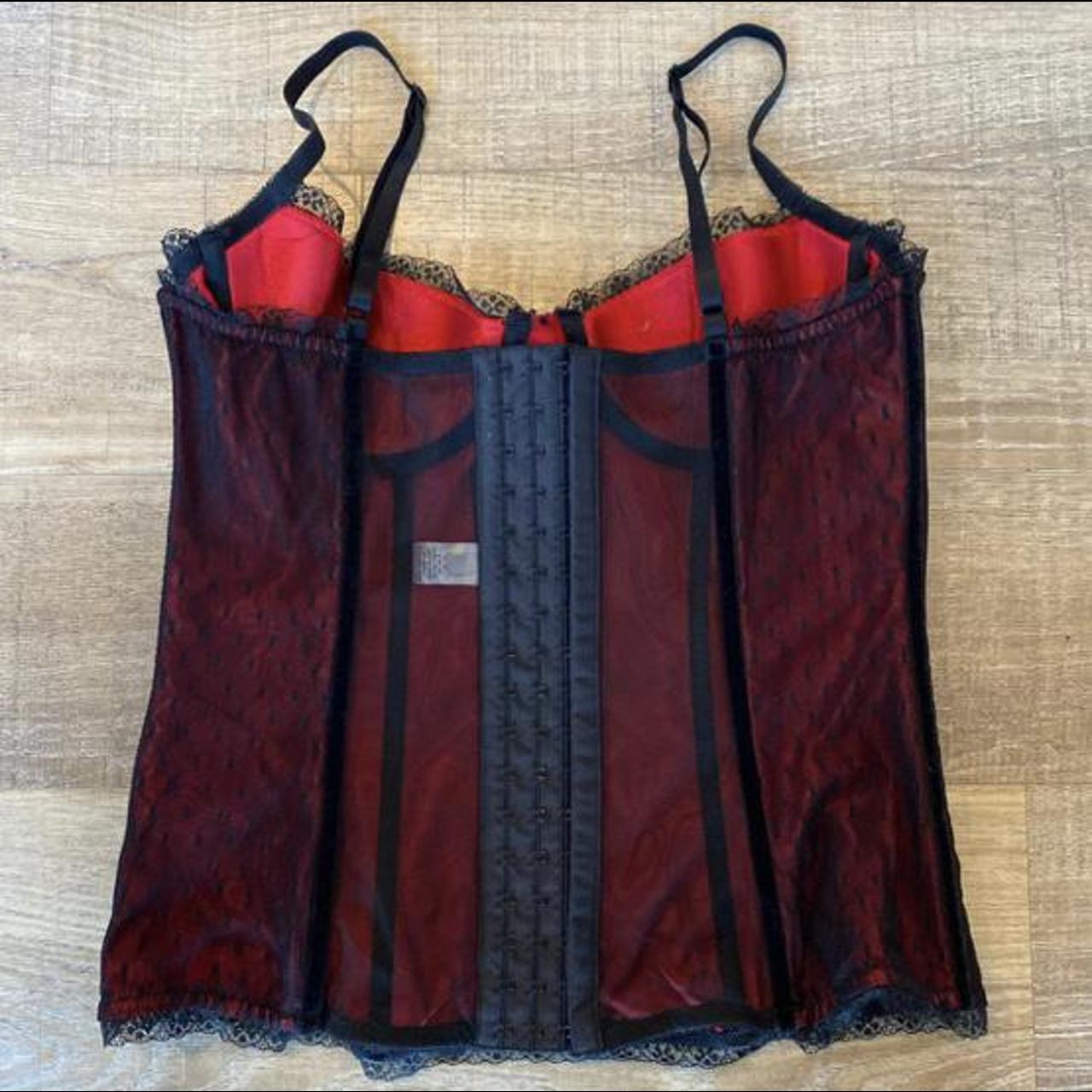 Frederick's of Hollywood Women's Burgundy and Black Corset (2)