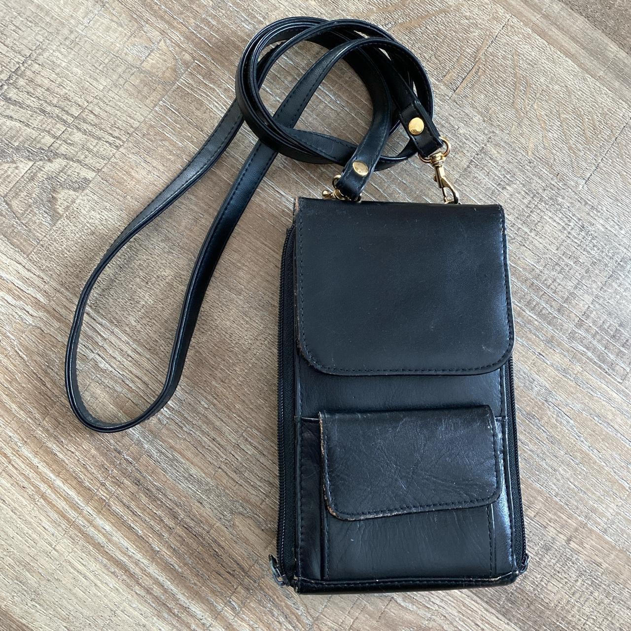 Koltov Leather. Wallet shoulder bag purse. Black.... - Depop