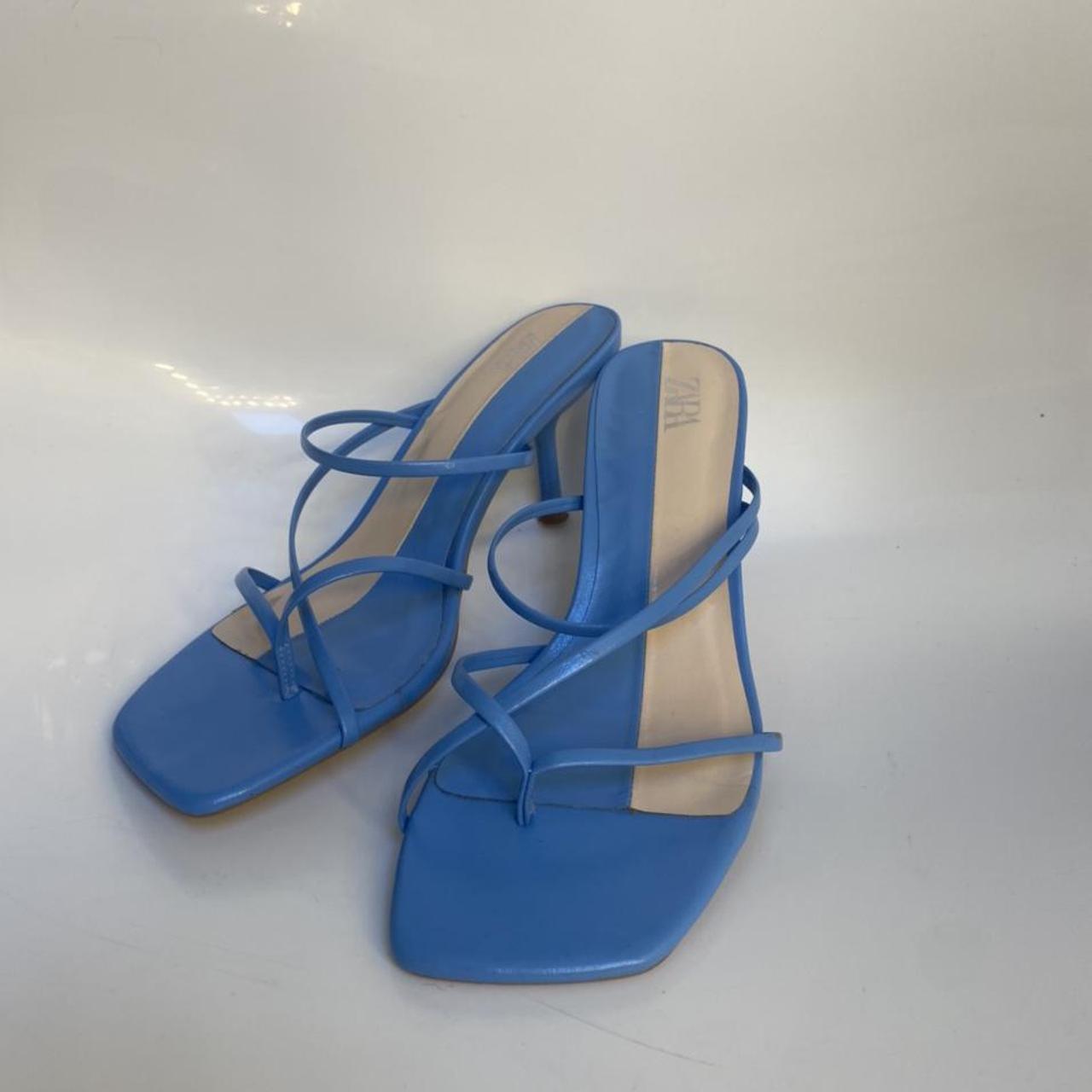 Blue Zara kitten heels. Been worn a couple of times... - Depop