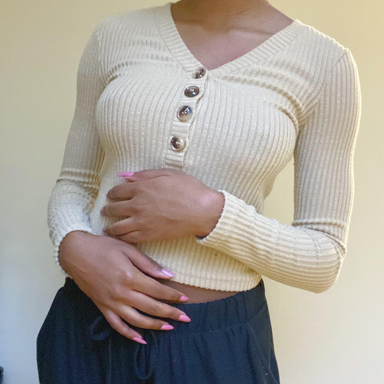Cream long sleeve top ️ Tagged a sIze S but really... - Depop