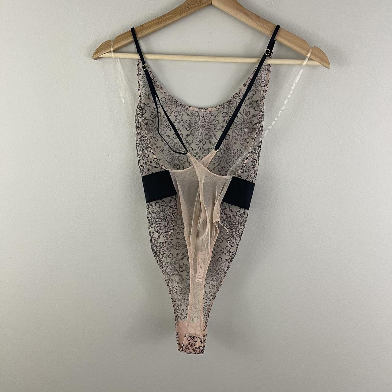 Transparent mesh bodysuit with cute black trim New - Depop