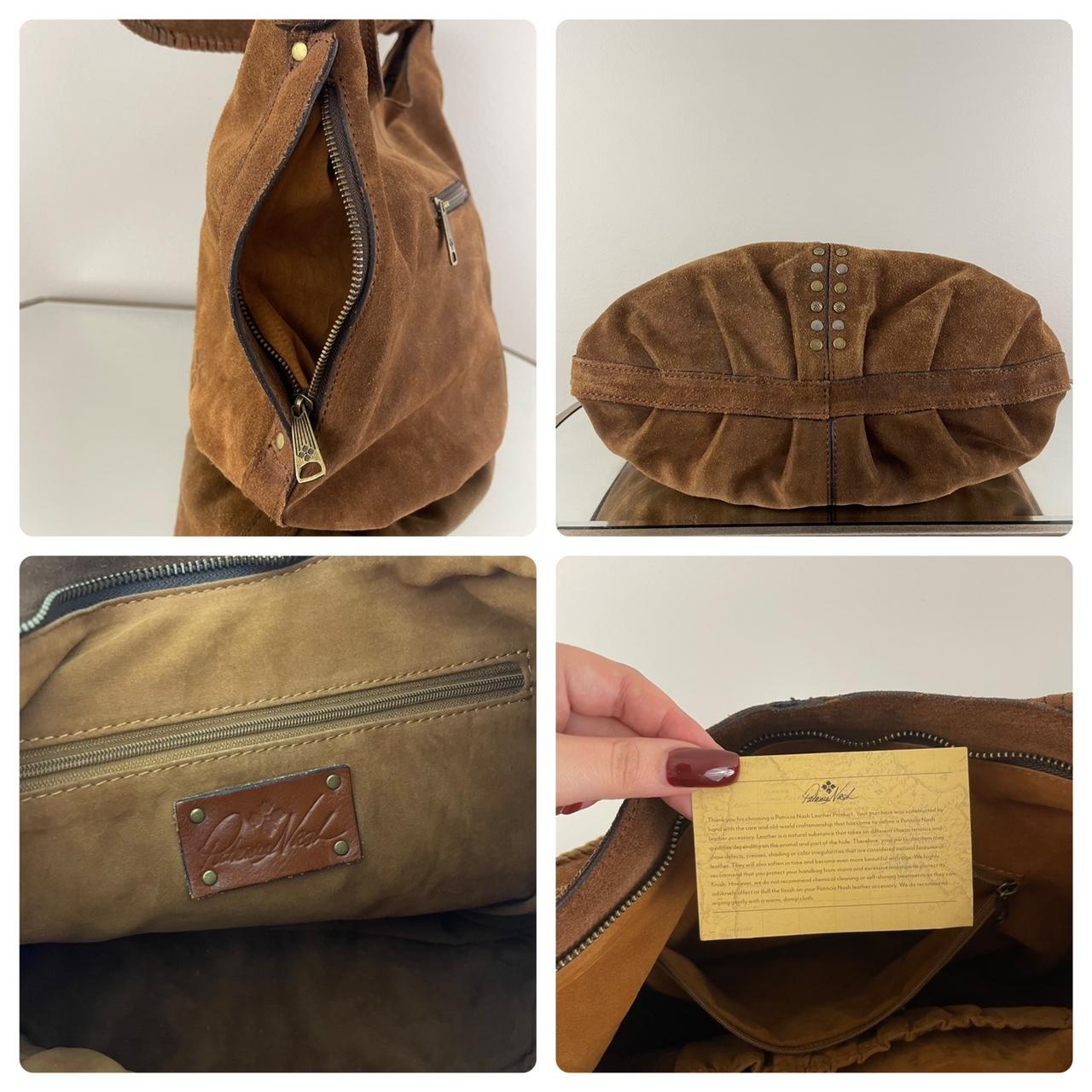 Brown suede and leather square body purse with two - Depop