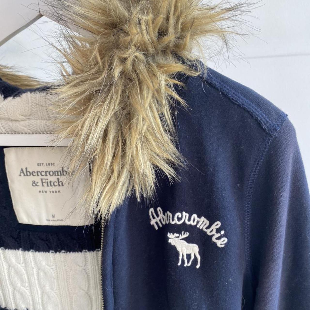Abercrombie navy hoodie with fur lined hoodie and... Depop