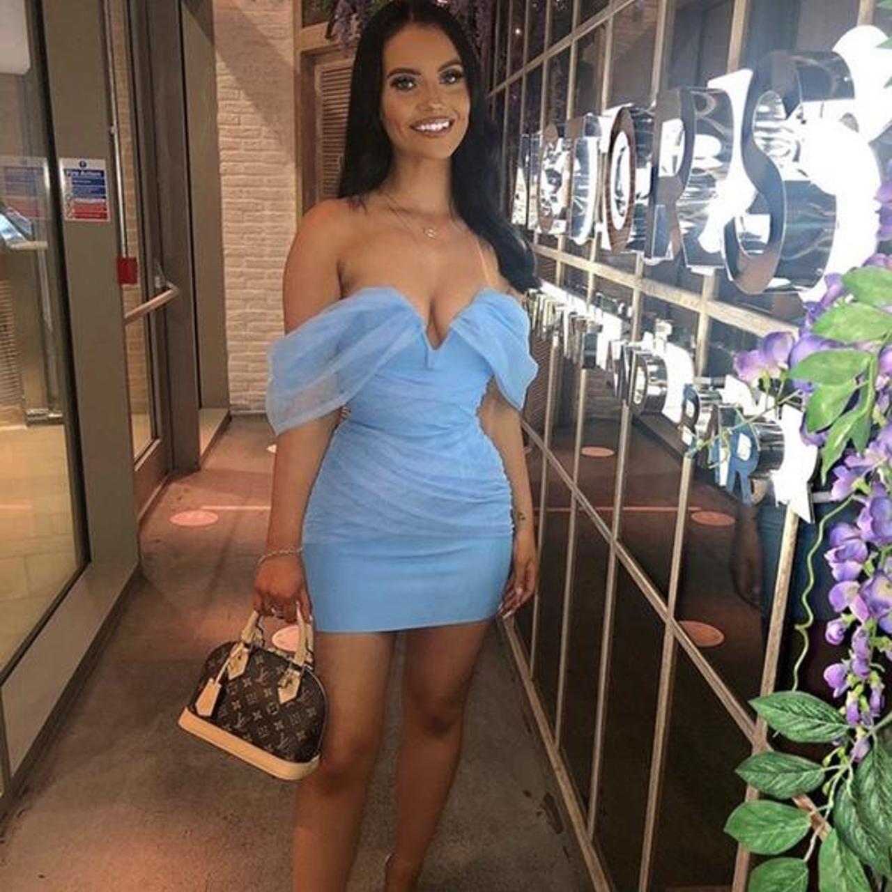 Missguided Blue chiffon bandage dress in a size 4. Depop