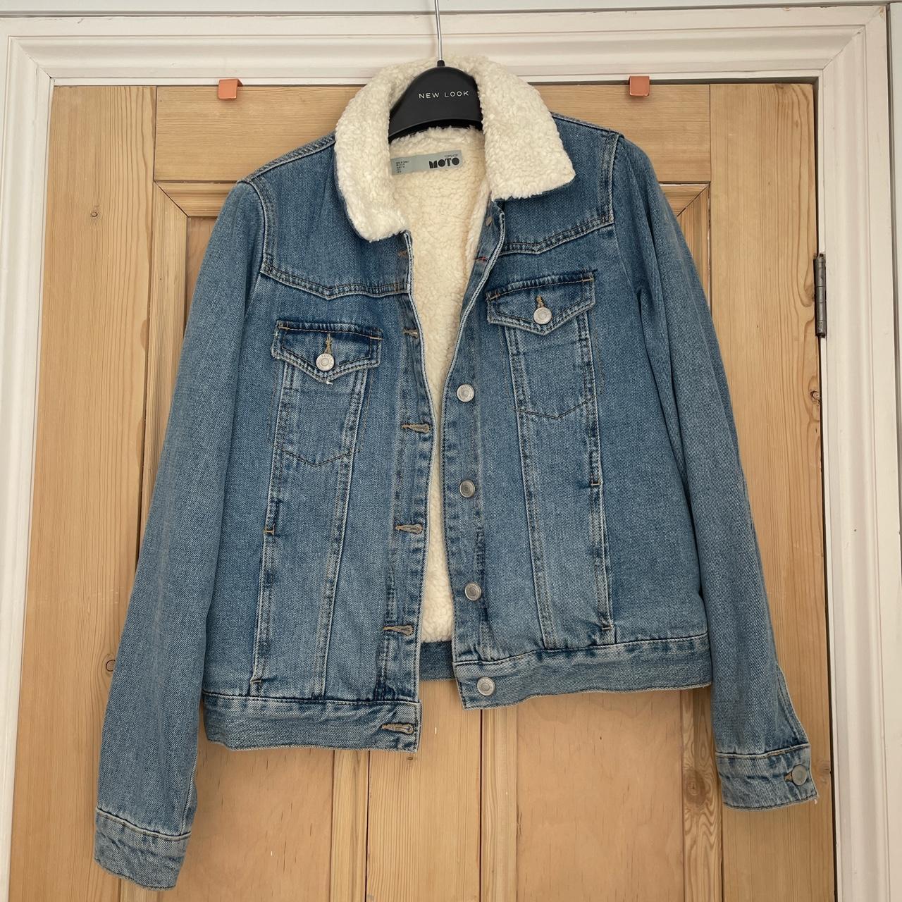 Topshop shearling hot sale denim jacket