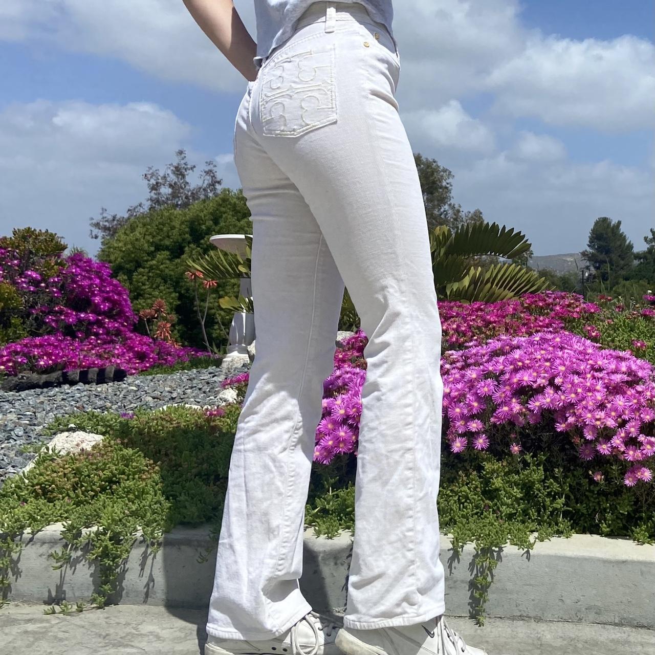 Tory Burch Women's White and Gold Trousers | Depop