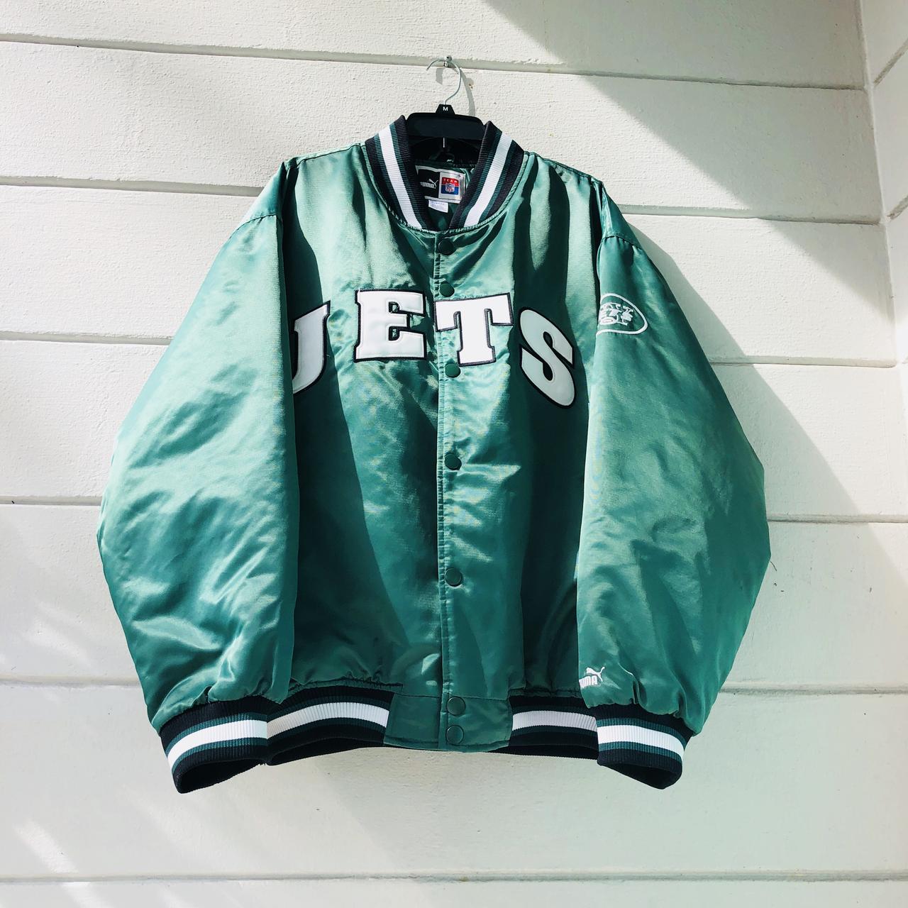 Ny Jets Varsity jacket by Puma Size: XL Satin is in - Depop