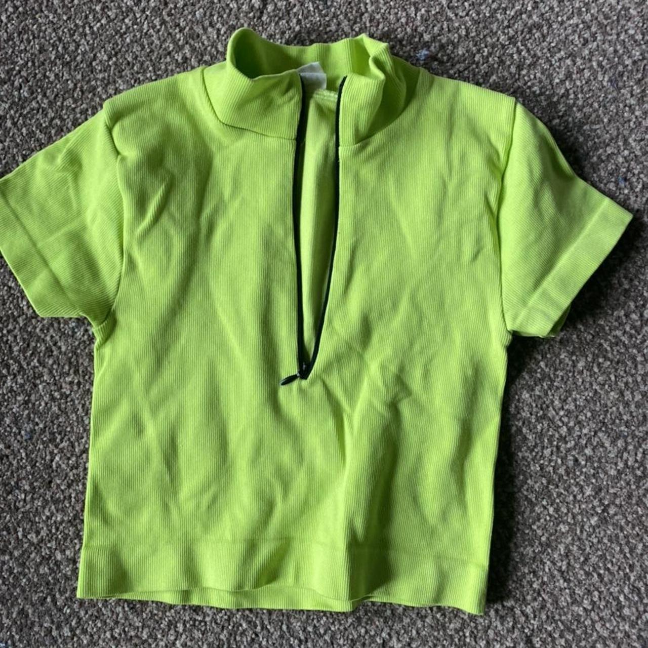 Super flattering lime green zip up crop top. Depop