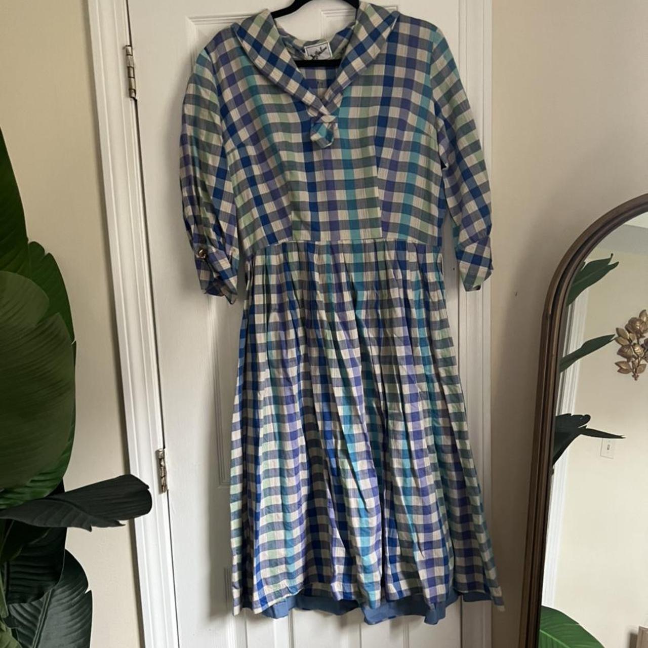 blue plaid dress vintage