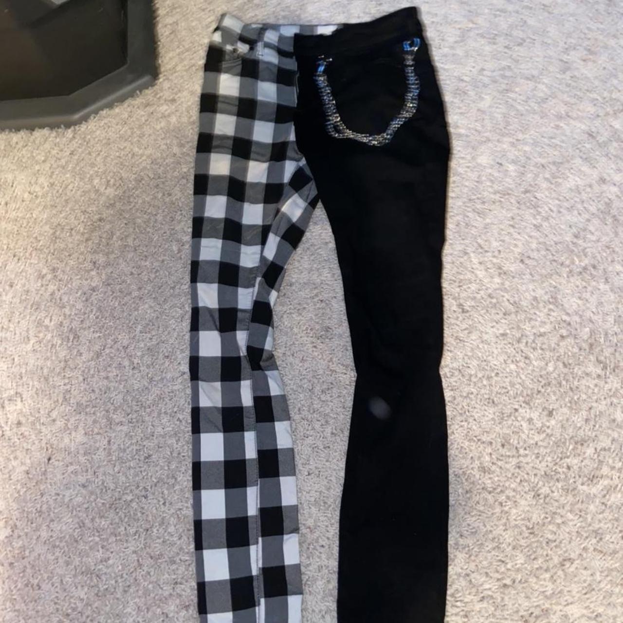 Hot topic half black, half grey plaid split dye... Depop