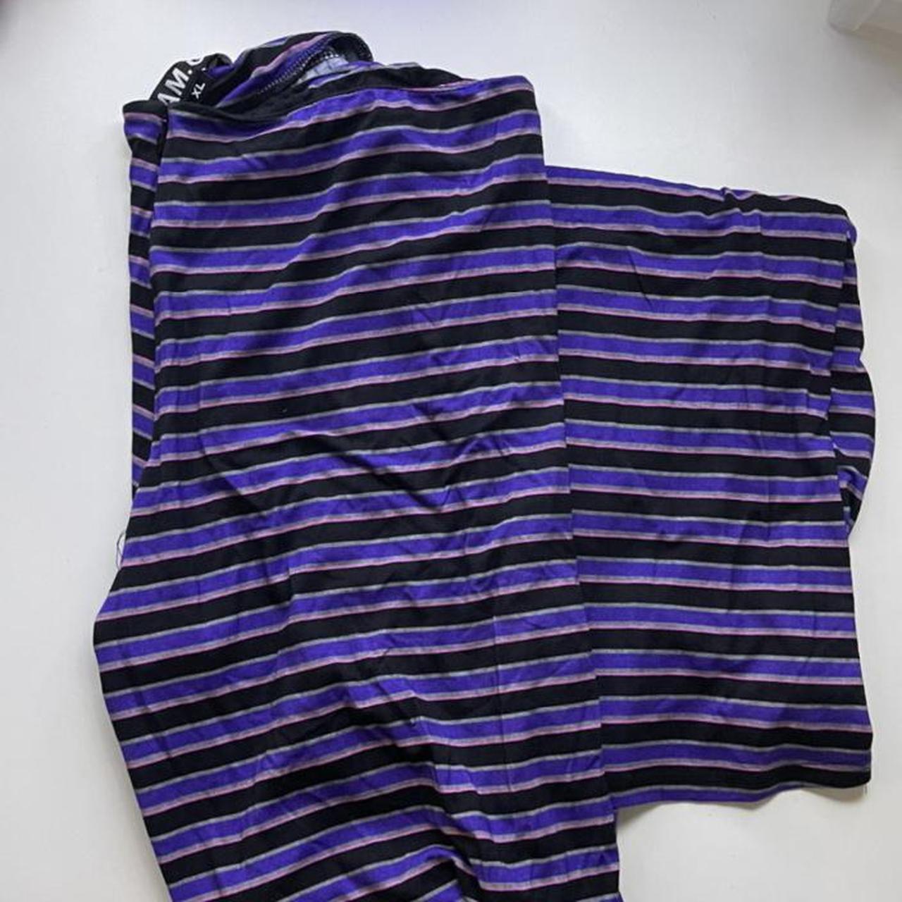 Black pants with purple 2024 stripe