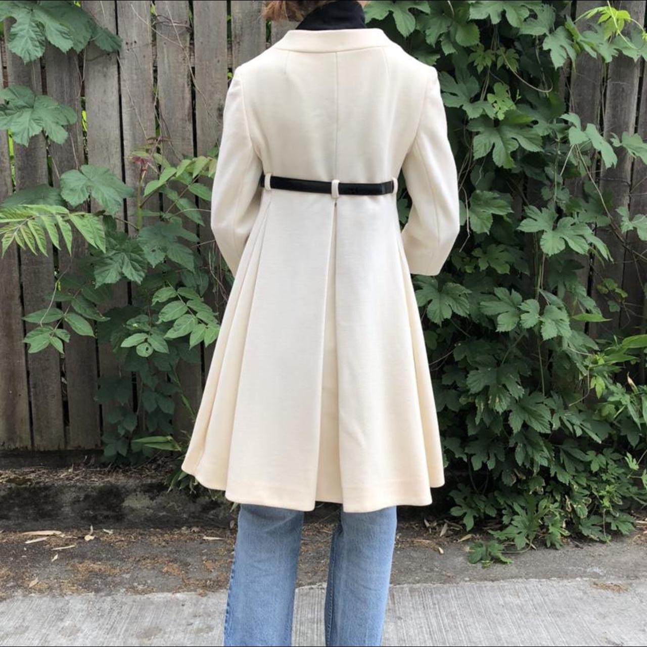 Cream 1960s Belted Wool Coat Made in USA Label... Depop