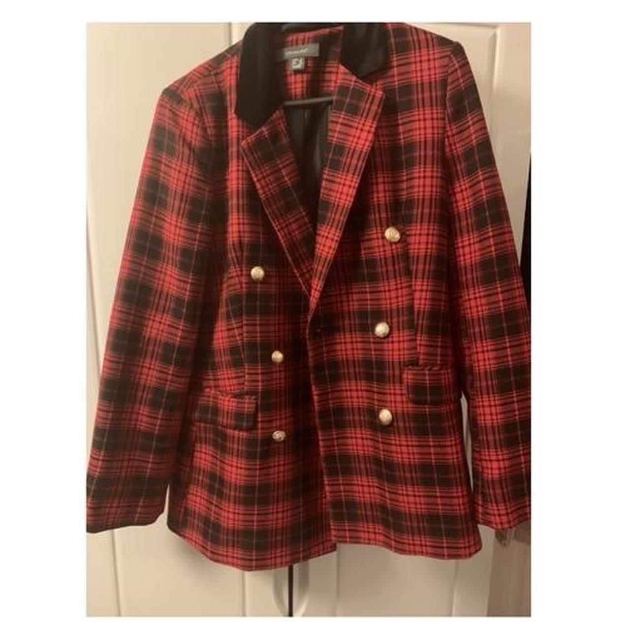 primark red tartan blazer