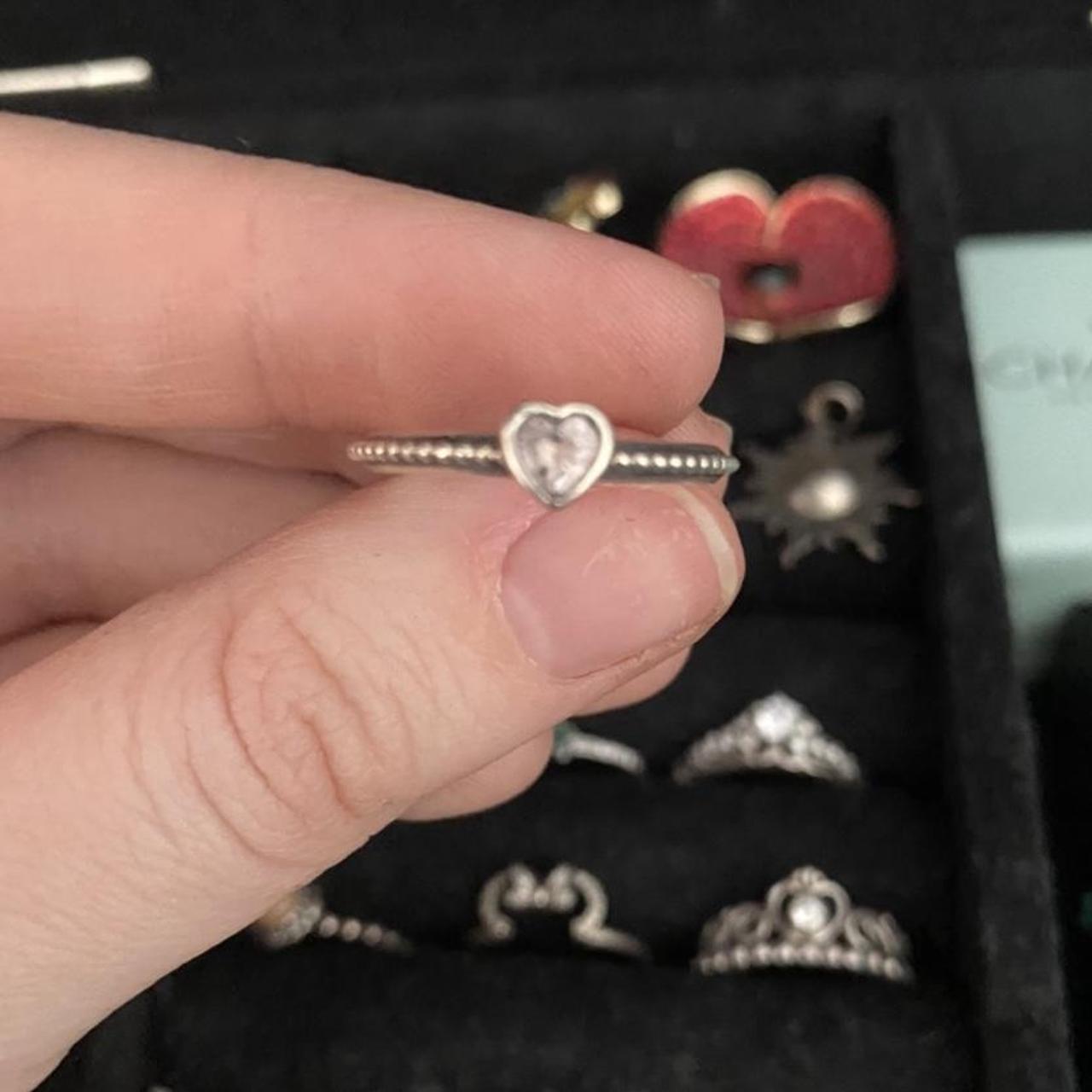 Pandora pink heart silver ring size 52 No box Depop