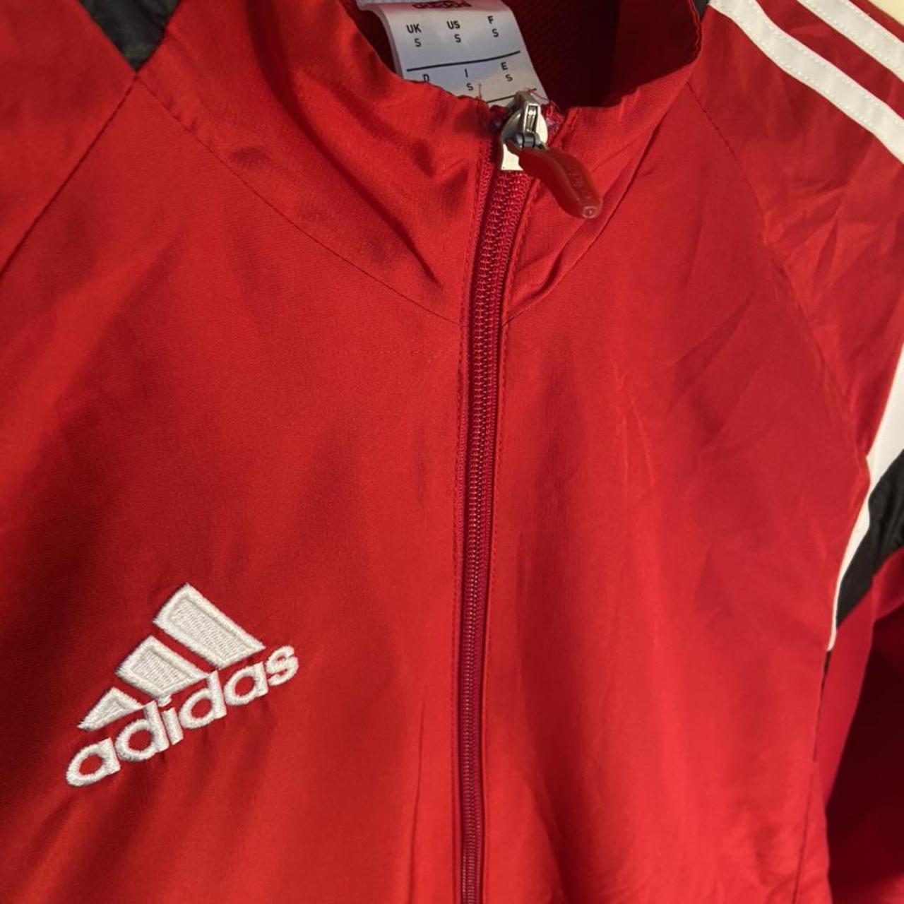 Vintage Adidas Track Jacket In Red with White and... - Depop