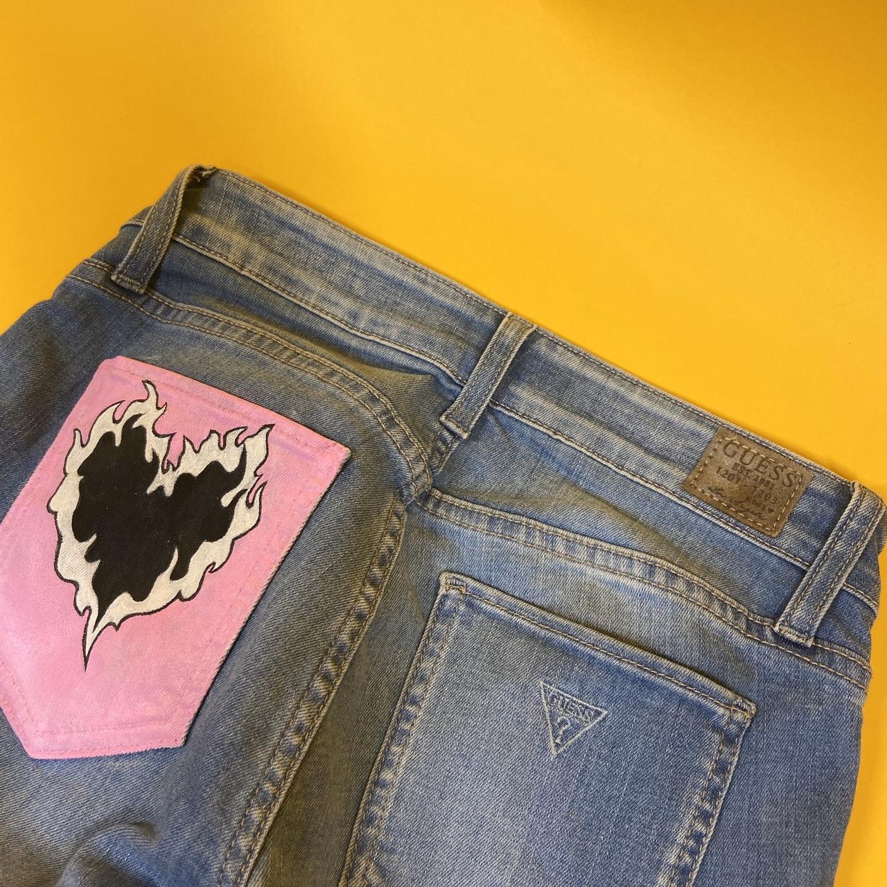 Custom Hand Painted Guess Jeans Size 33 x - Depop