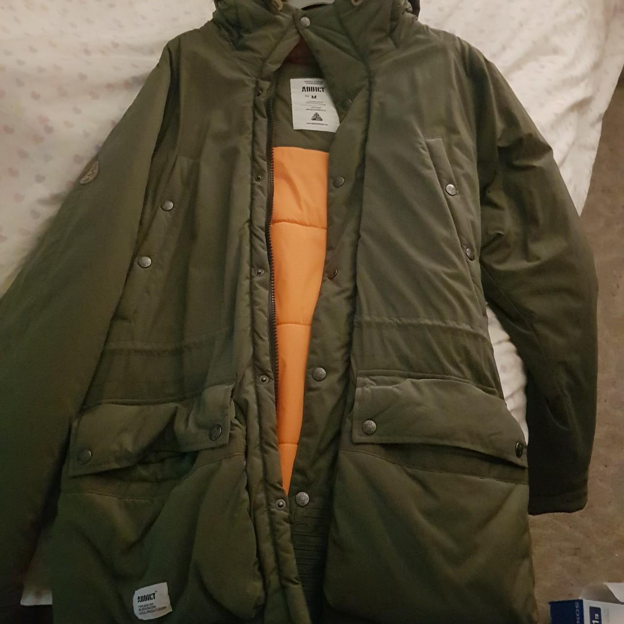 Addict clothing green parka jacket purchased from... - Depop