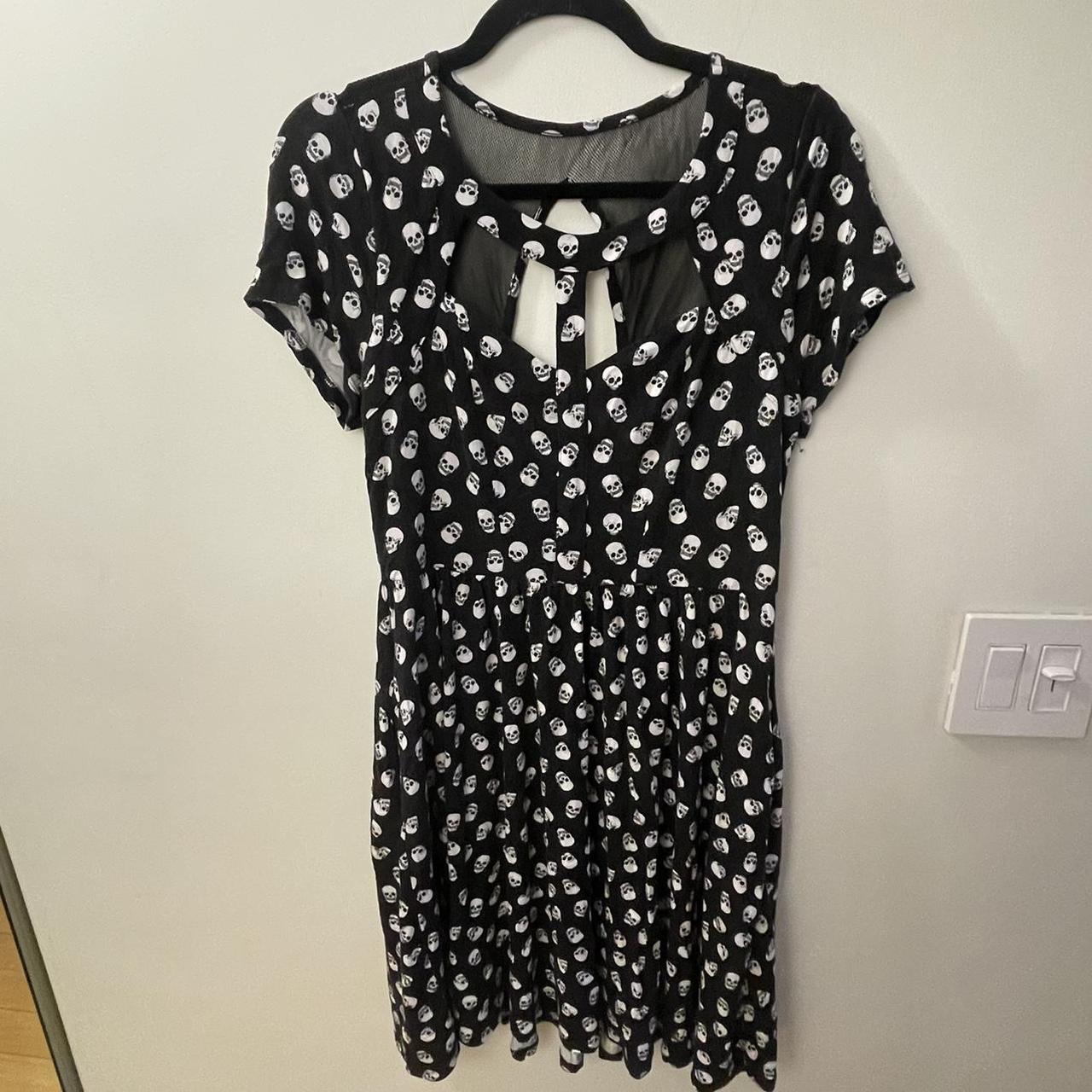 Hot Topic skull pattern dress with cutouts and sheer... - Depop