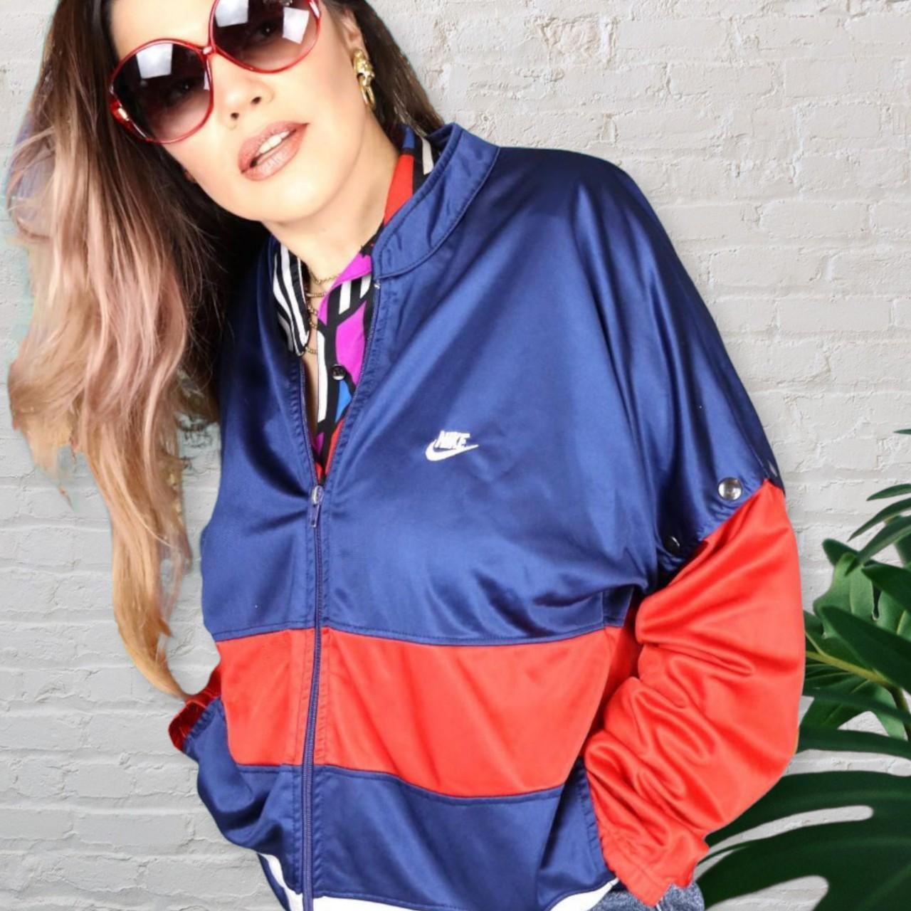 Vintage 80s Silky NIKE Red white and blue zip up. Depop