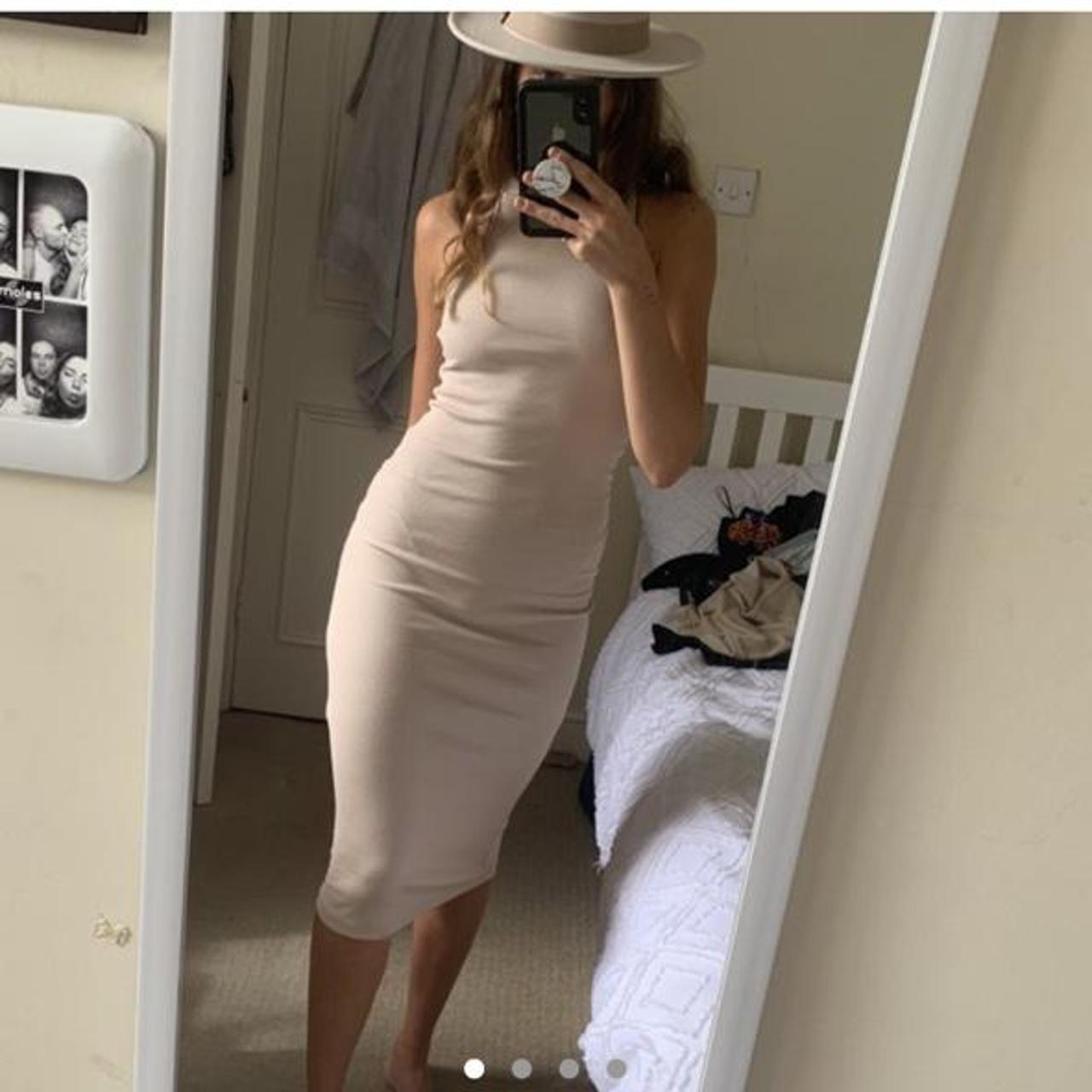 zara beige ribbed dress