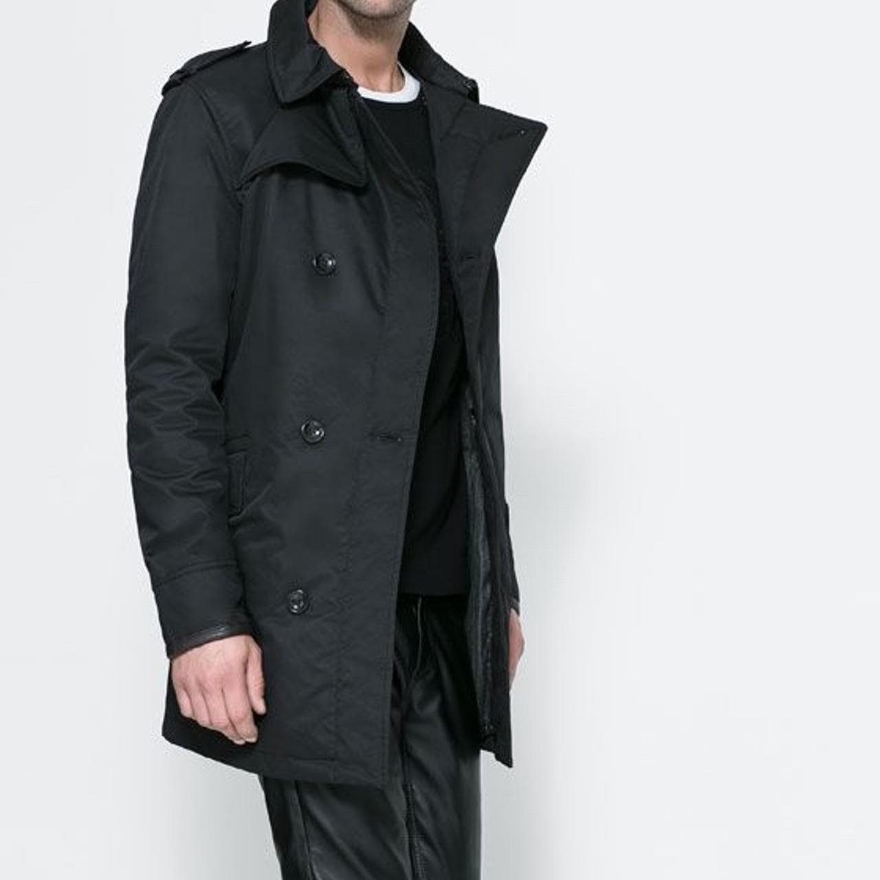 zara mens black trench coat